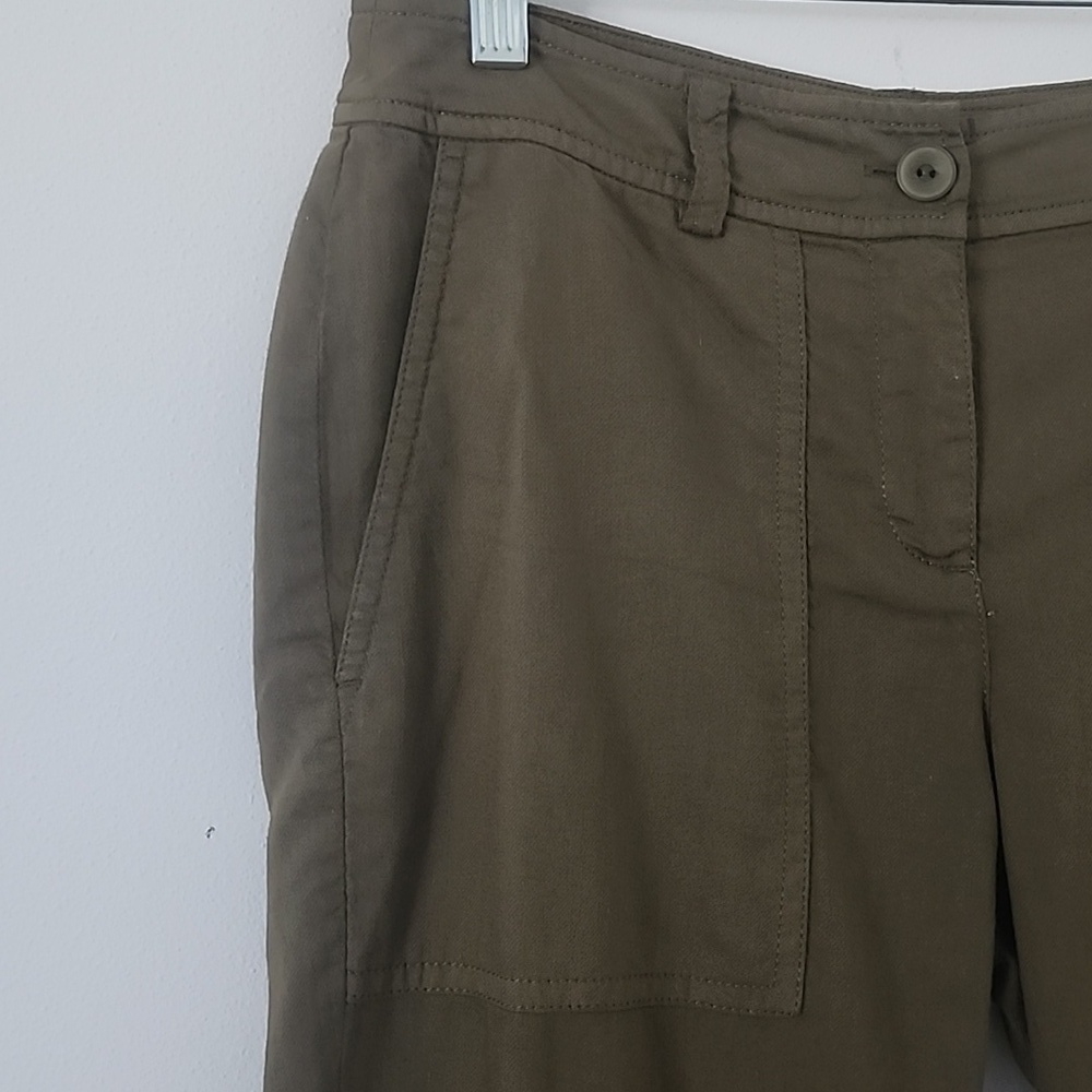 Eileen Fisher Organic Cotton Cropped Trousers Green Pants Size 2P - Picture 4 of 9
